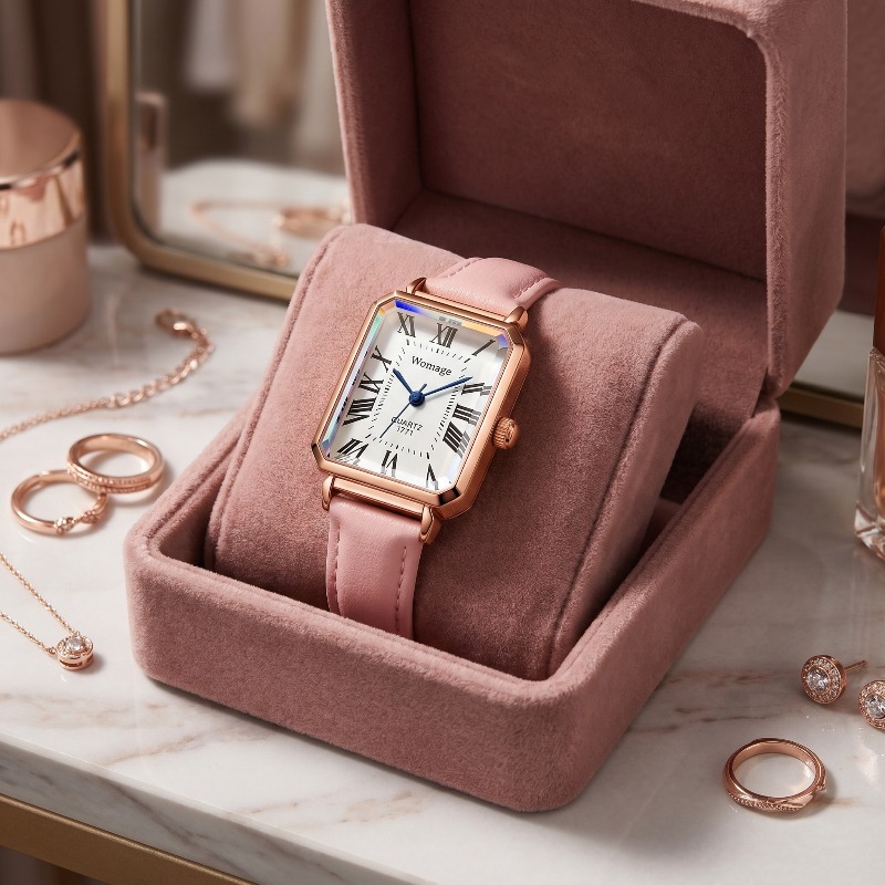 Luxury Watch Index - Modne prostokątne zegarki kwarcowe dla kobiet,