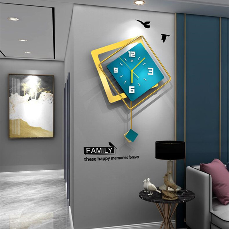 Luxury Watch Europe - Zegar ścienny 3D Nordic Square Swing,