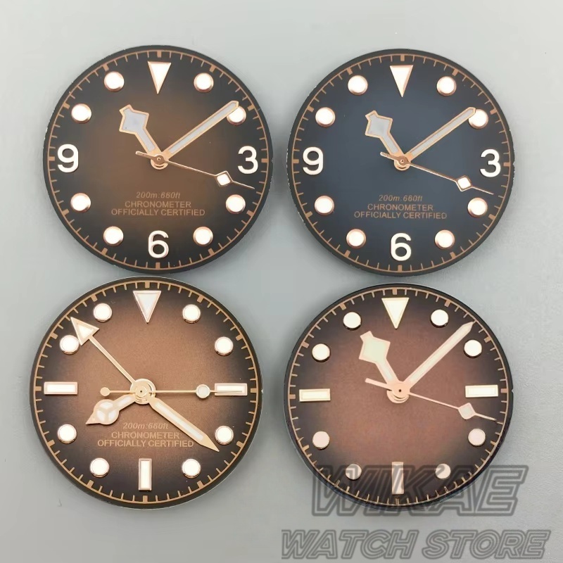 Bronze Case Watch - Tarcza gradientowa 29mm, vintage, czarno-brązowa z