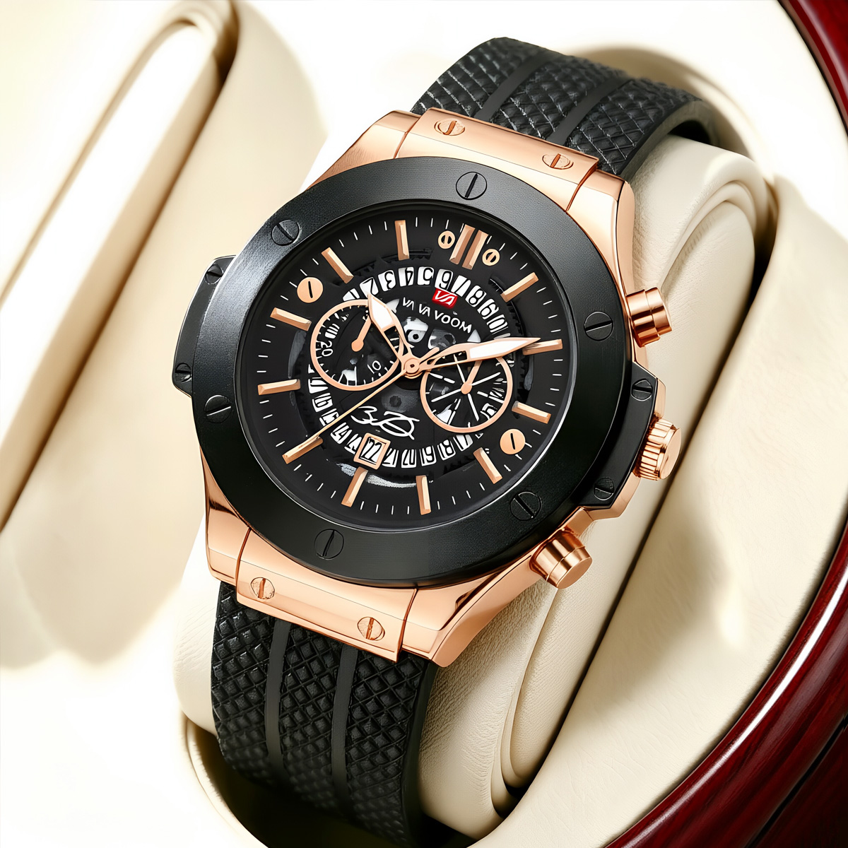Luxury Watch Hublot - Czarny silikonowy męski ręcznie 46 mm