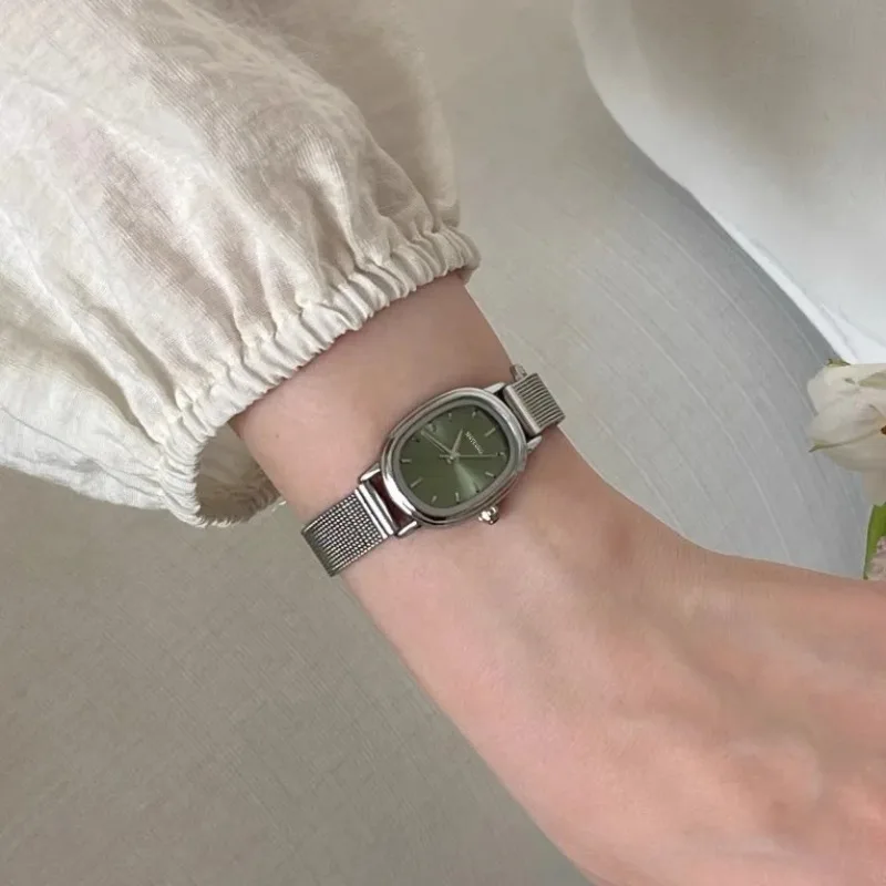 Luxury Watch Index - Mała owalna tarcza Zielony zegarek Proste