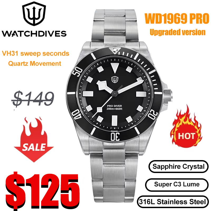 Guilloché Dial Watch - Watchdives WD1969 Pro 38mm zegarek kwarcowy