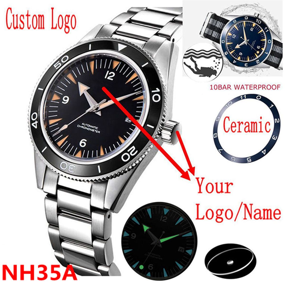 Własne logo NH35 zegarek z mec – Luxury Watch Uk recenzja i cena