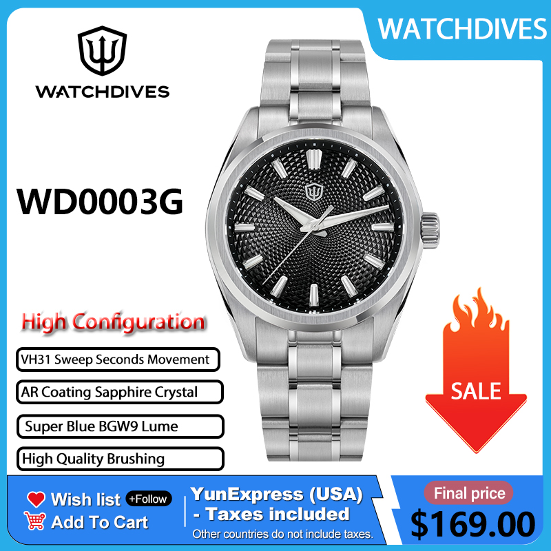 Zegarek męski Watchdives WD000 – Guilloché Dial Watch recenzja i cena