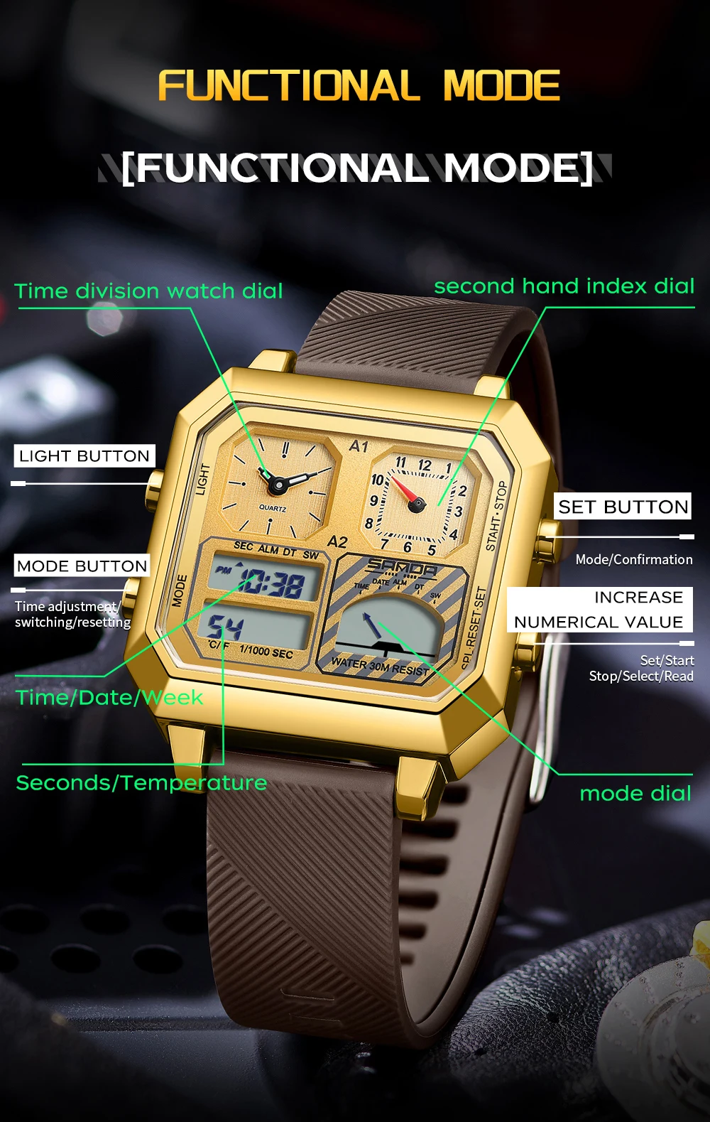 SANDA Top marka 6210 Modny męs – Luxury Watch Store recenzja i cena